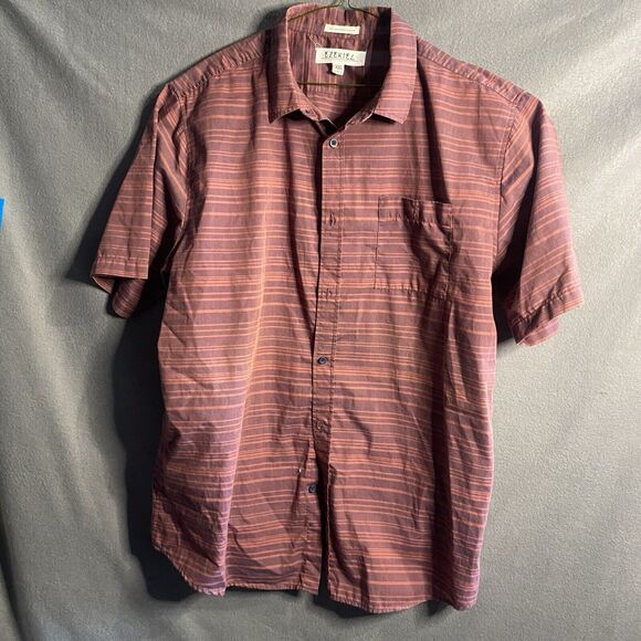 ezekiel button shirt xxl red stripes short sleeves button up extra large tn - Picture 1 of 9